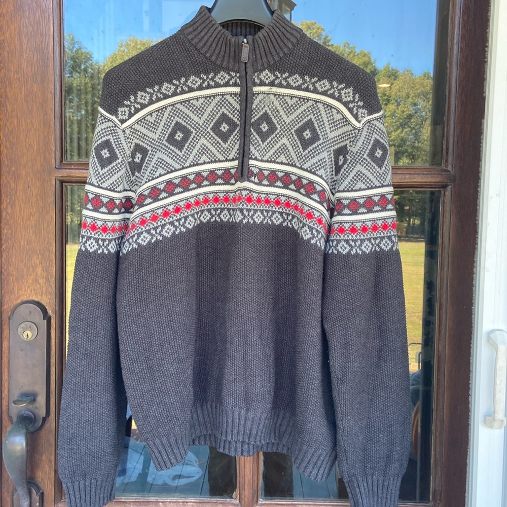Izod ‎ XL Fair Isle 1/2 zip sweater! Size XL